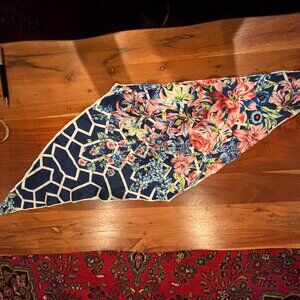 ECHO New York Scarf Floral/Geometric Design Triangle, 100% Silk NWT
